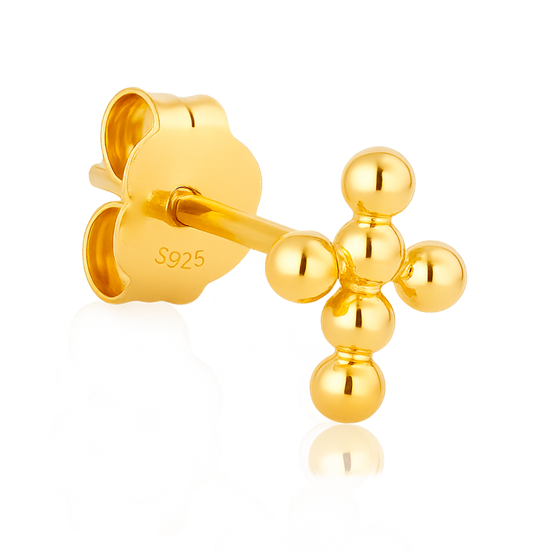Gold Mini Cross Earring