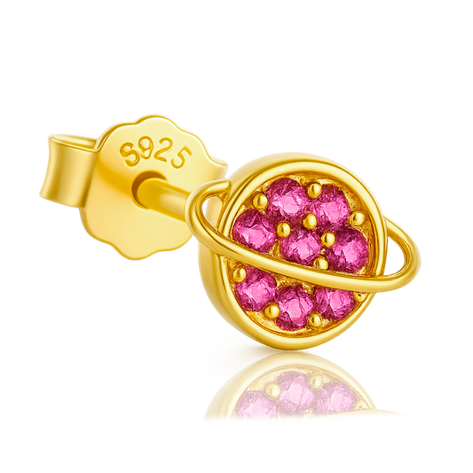 Pendiente Planeta Rosa Oro