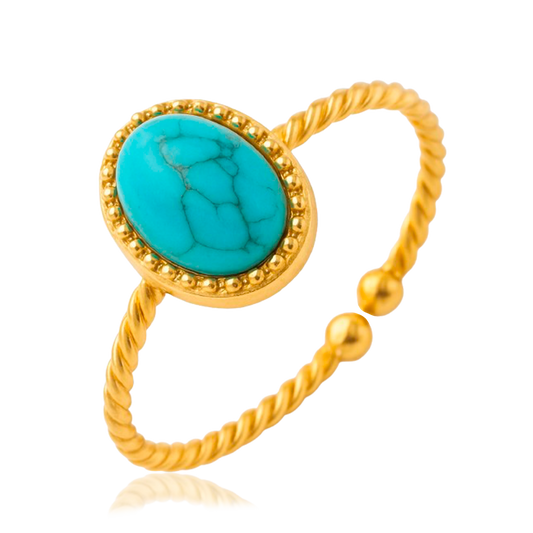 Anillo Oval Turquesa Oro