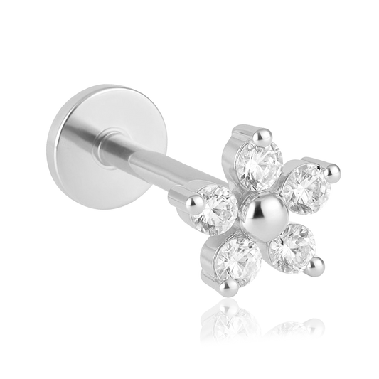 Pendiente White Daisy Plata