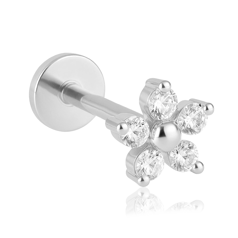Pendiente White Daisy Plata