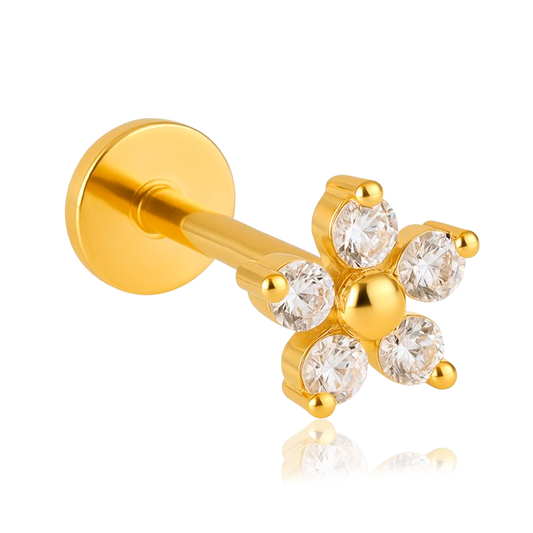 White Daisy Gold Earring