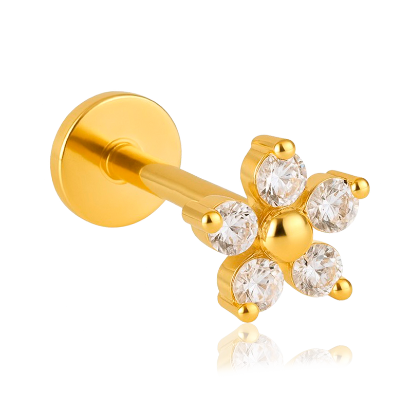Pendiente White Daisy Oro