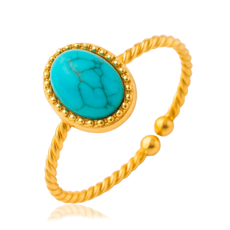 Anillo Oval Turquesa Oro