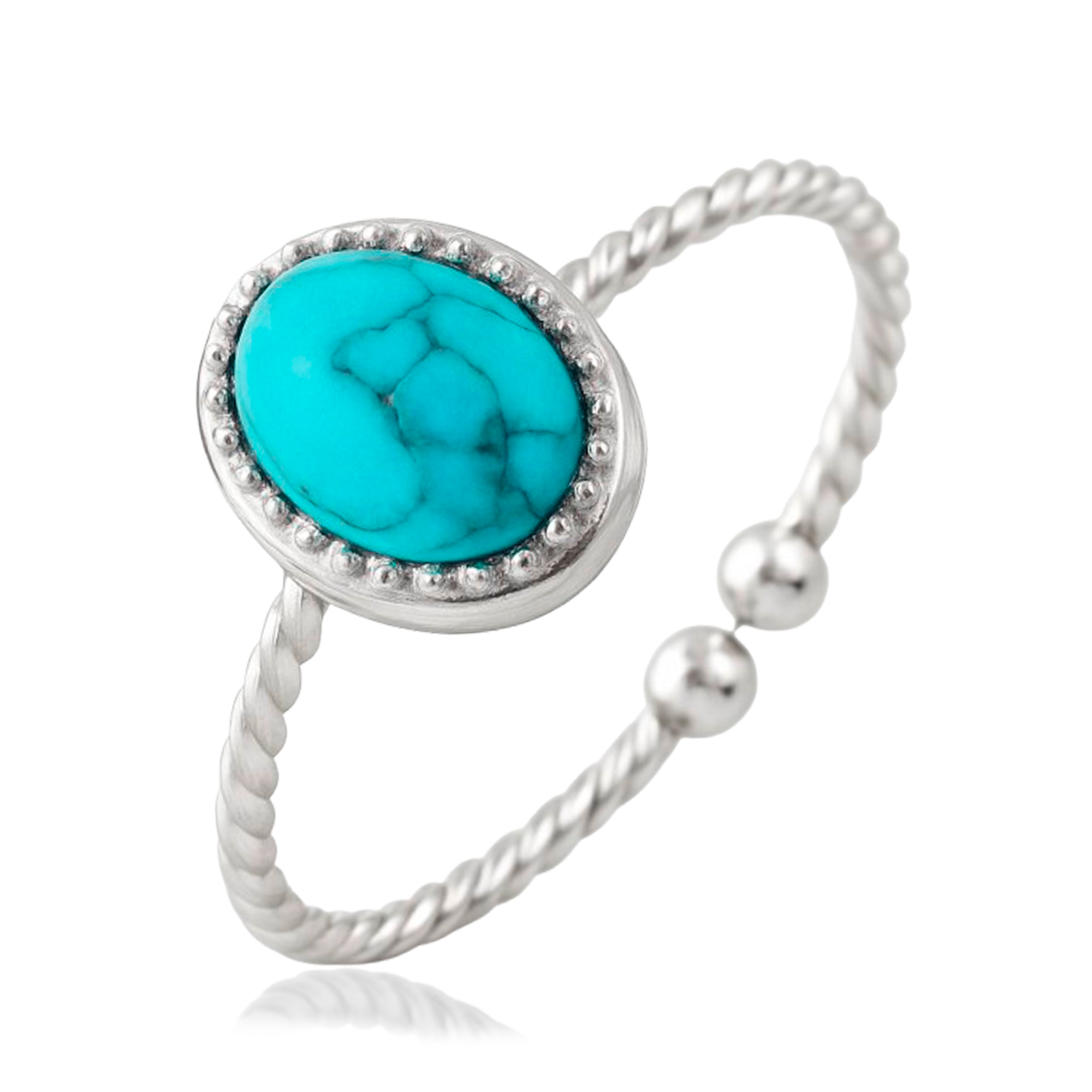 Anillo Oval Turquesa Plata