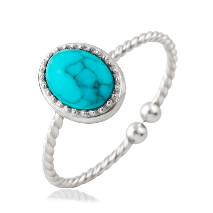 Anillo Oval Turquesa Plata