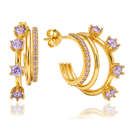 Aros Triple Aura Lila Oro