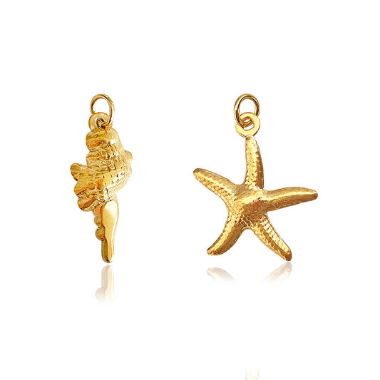 Charms Estrella de Mar y Caracola Marina Oro