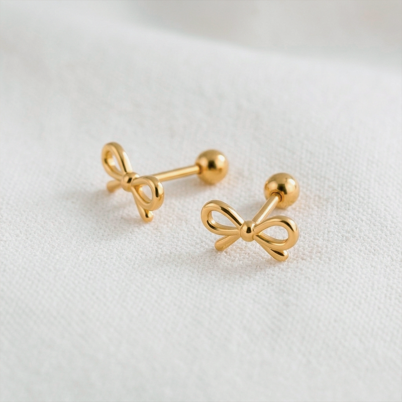 Pendiente Mini Lazo Oro