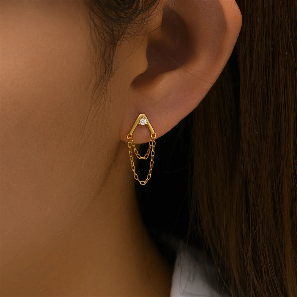 Pendientes Triangle Cadenitas Oro