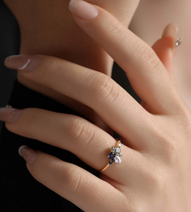 Dalia Blue Gold Ring