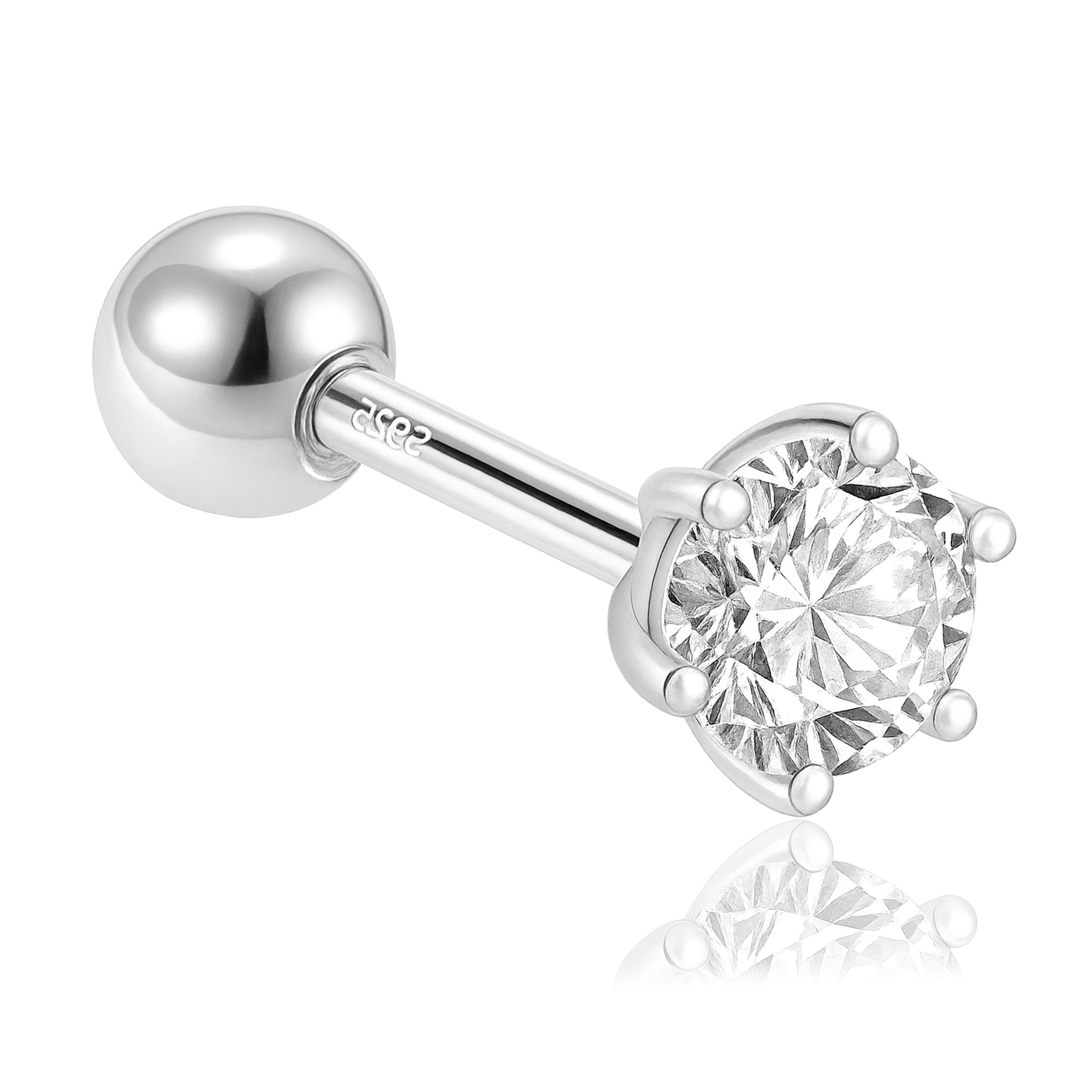 Pendiente Mini Brillo Plata - 3mm
