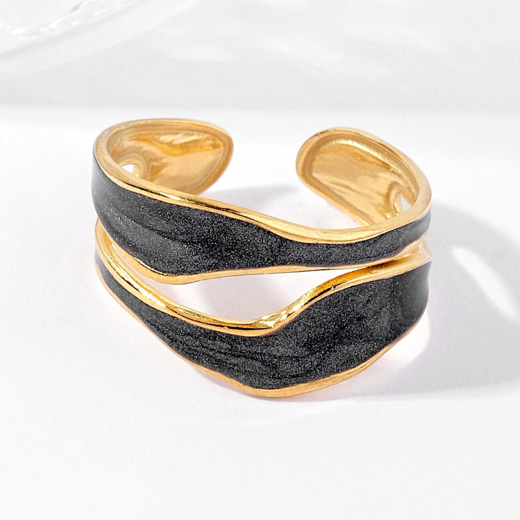 Anillo Black Drip Oro