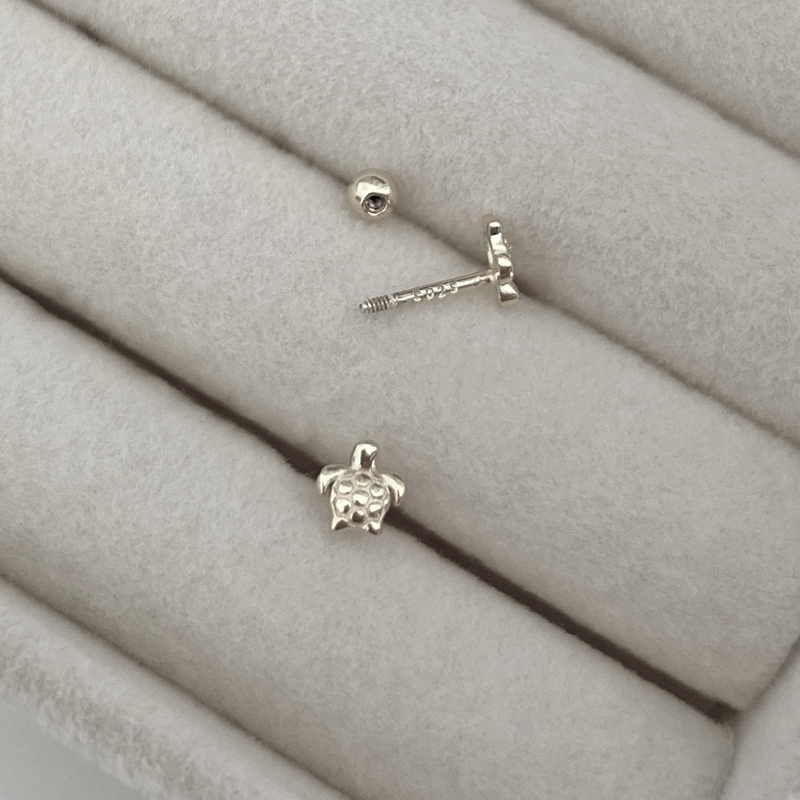 Pendiente Mini Tortuga Plata
