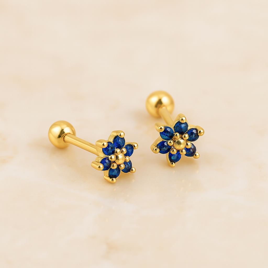 Blue Clover Earring