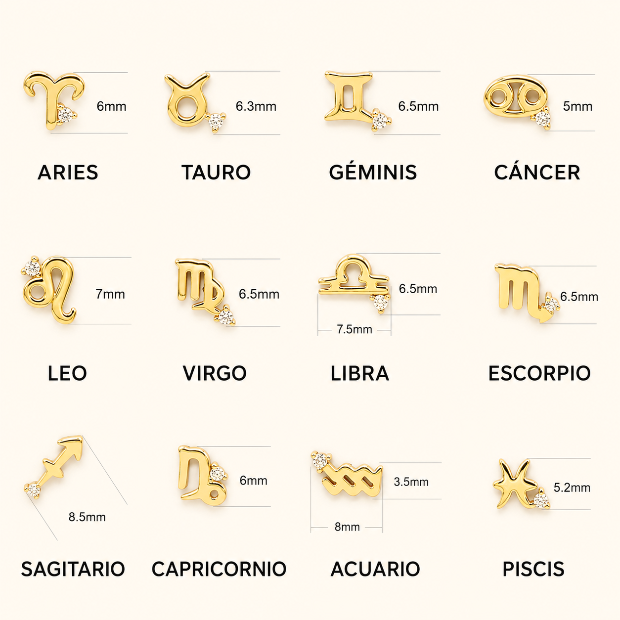 Orecchino Mini Zodiaco Oro