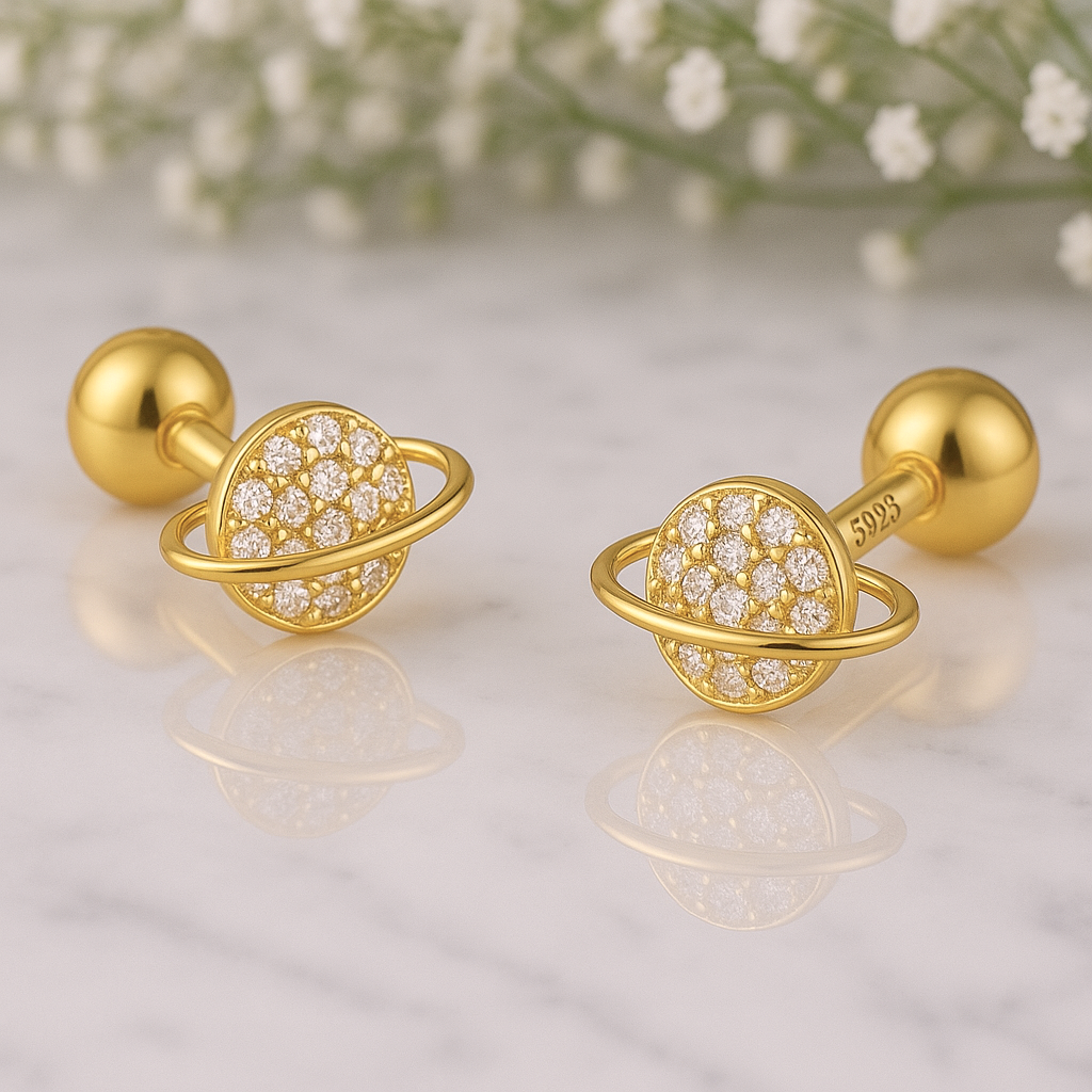 Pendiente Shiny Planet Oro