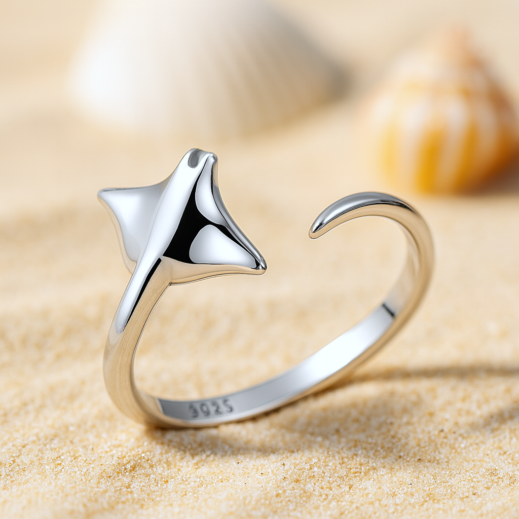 Anillo Manta Raya Plata