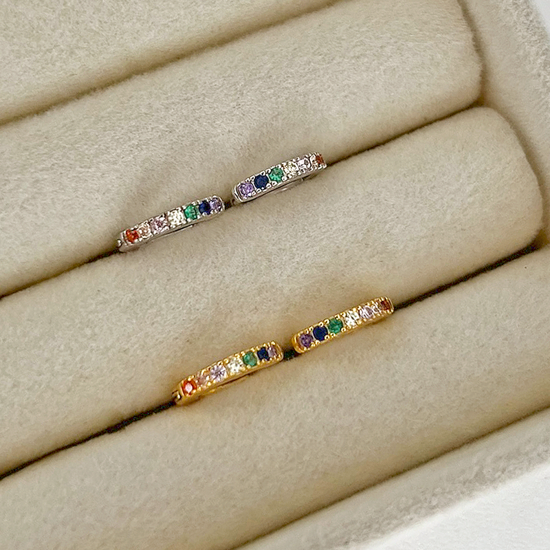 Mini Rainbow Silver Hoops - 7mm 
