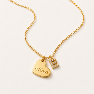 Collar Heart Mom Shiny Inicial Oro