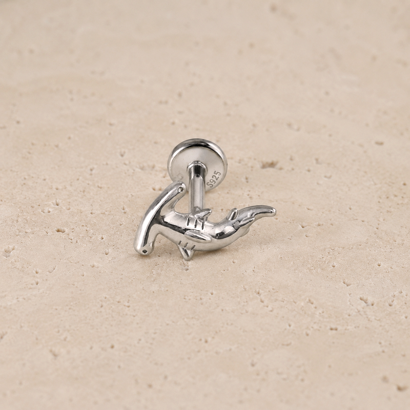 Pendiente Tiburón Martillo Plata