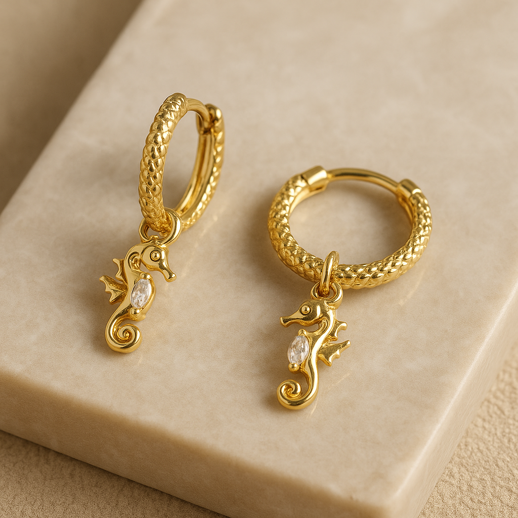 Aros Mini Caballito de Mar Oro