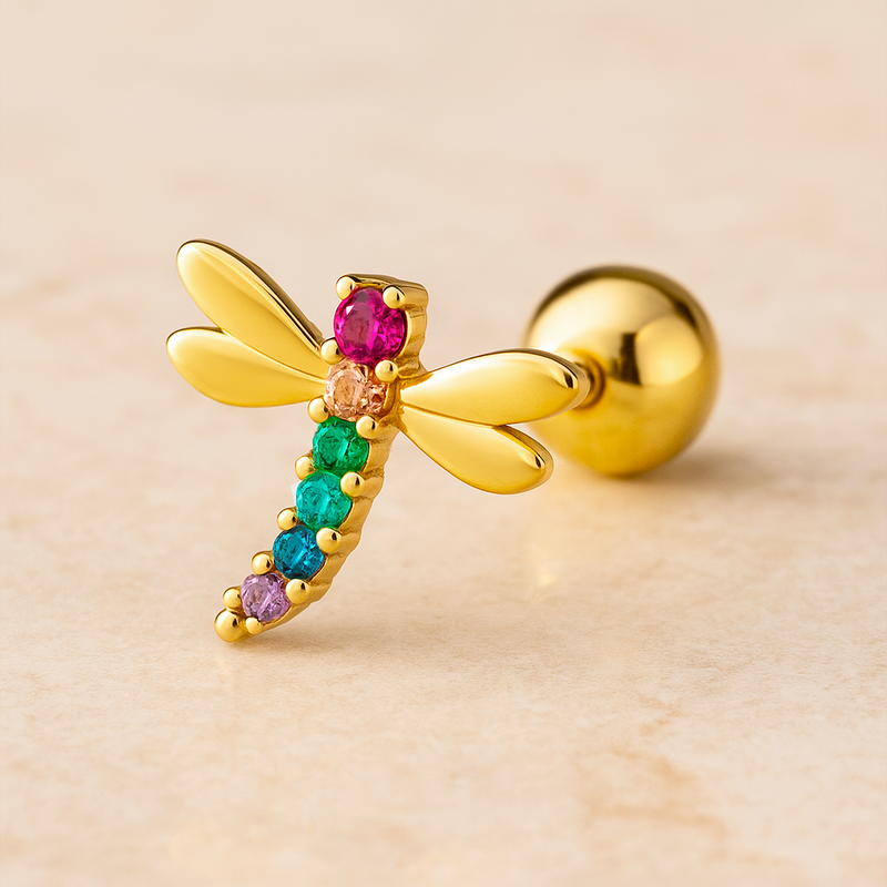Pendiente Colorful Libélula Oro