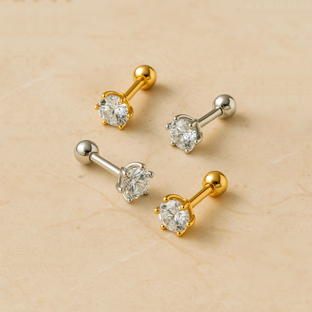 Gold Mini Shiny Rhombus Earring