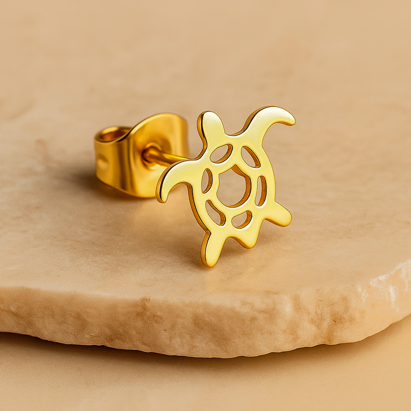 Orecchini a perno tartaruga silhouette oro