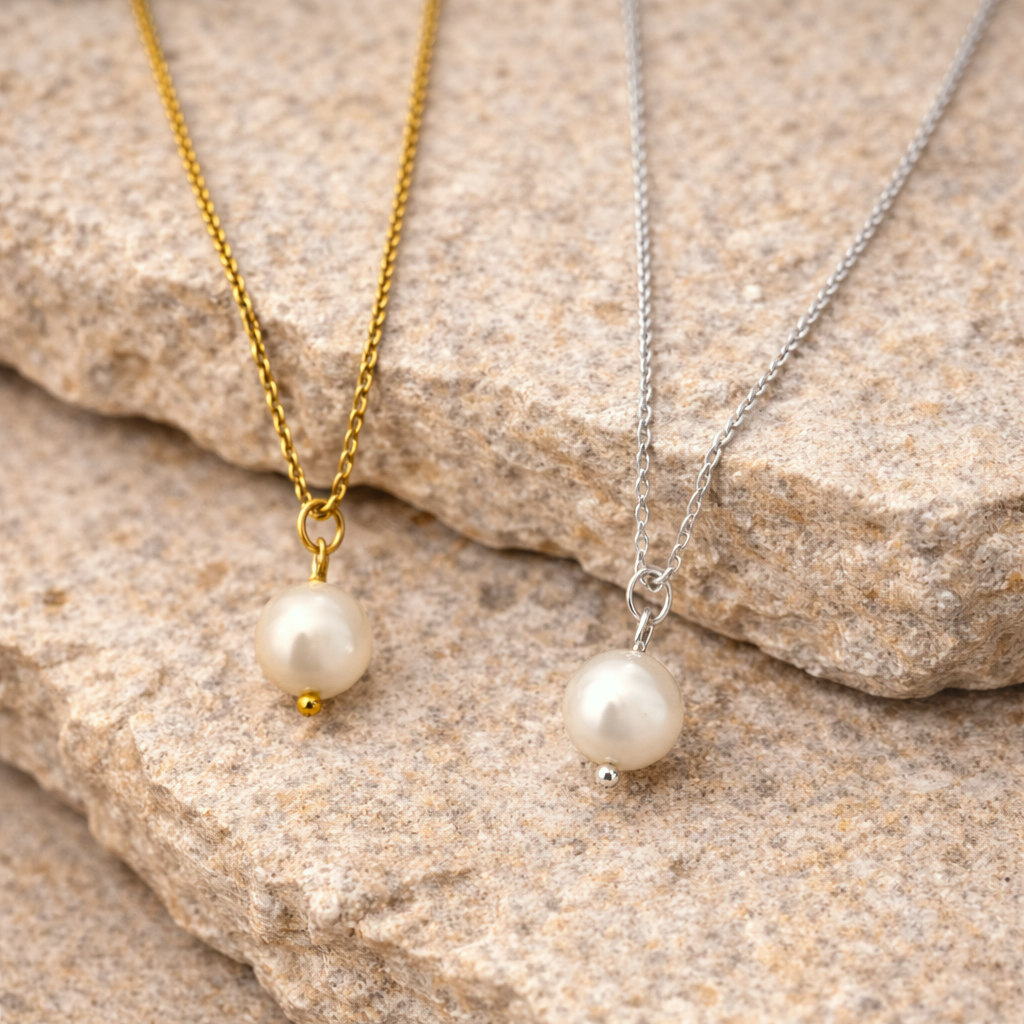 Collar Perla Natural Plata