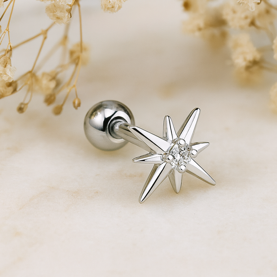 Mini White Flower Earring