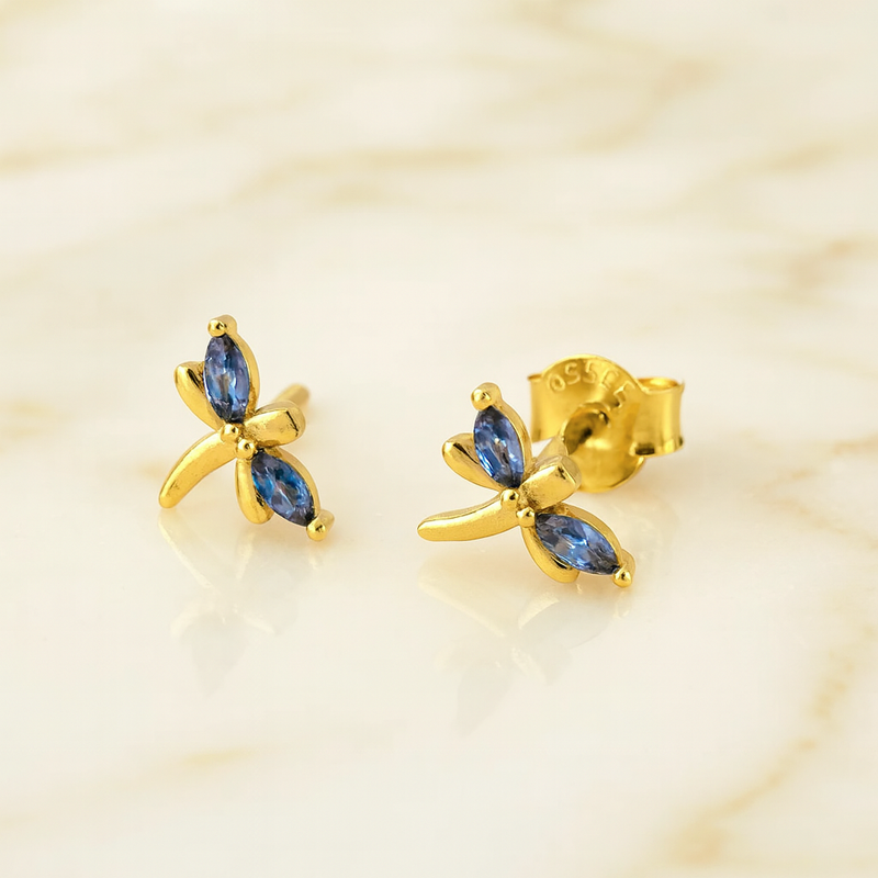 Pendientes Blue Libélula Oro