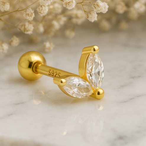 Pendiente Blossom Blanco Oro