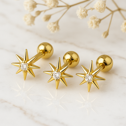 Mini White Flower Earring