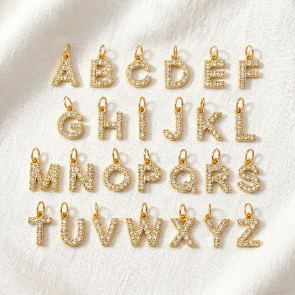 Collar Shiny Inicial Bolitas Oro