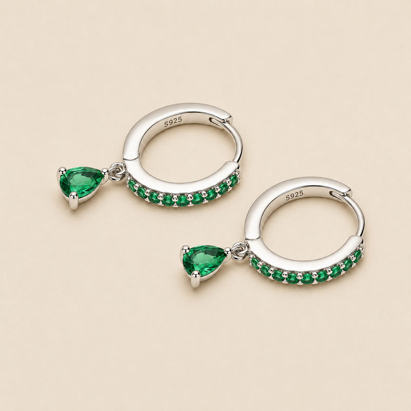 Ayla Green Silver Earrings