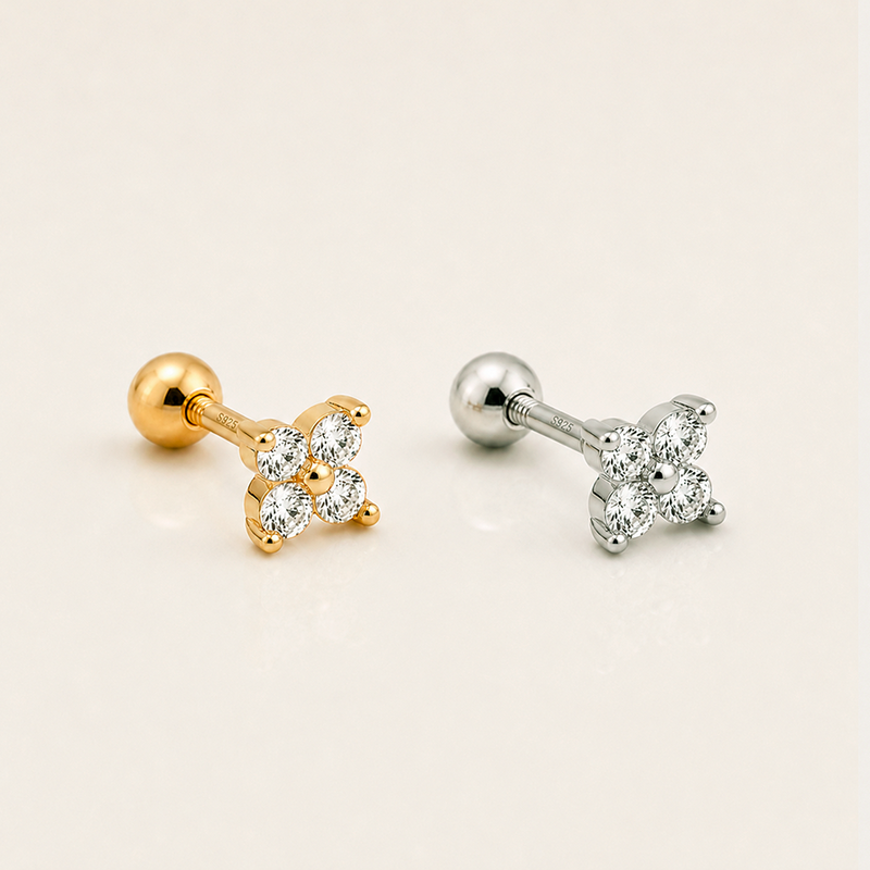 Mini White Flower Earring