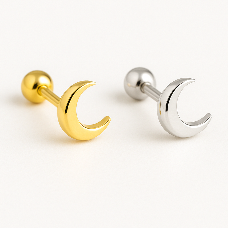 Pendiente Moon Plata