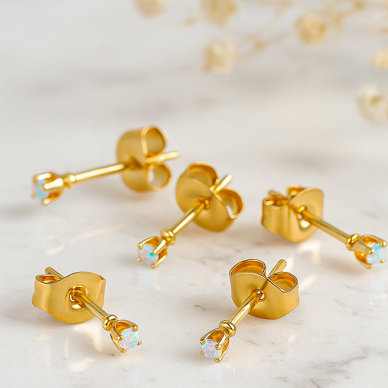 Orecchini iridescente oro - 2mm