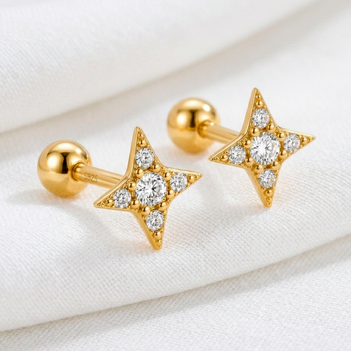 Pendiente Shiny Star Oro