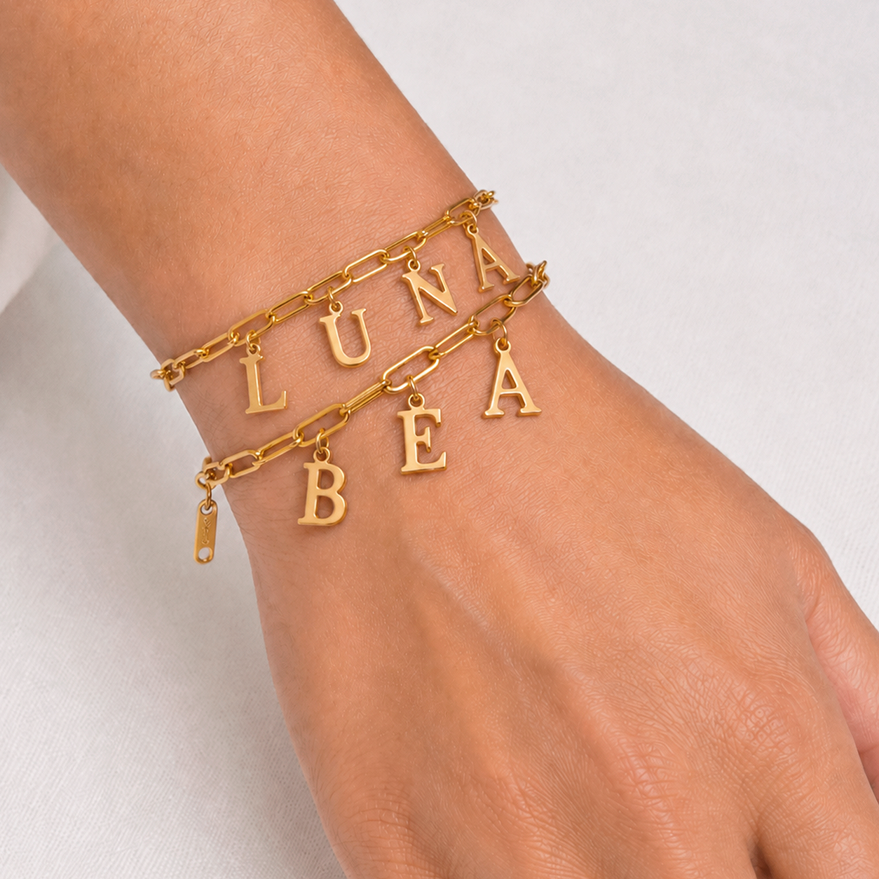 Pulsera Eslabones Letras Personalizadas Oro