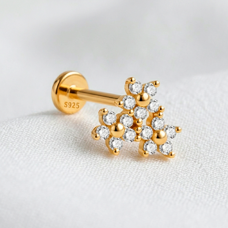 Pendiente Triple Daisy Oro