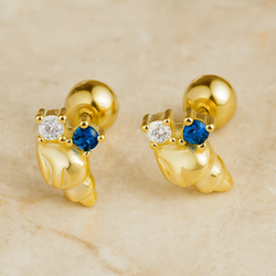 Blue Clover Earring