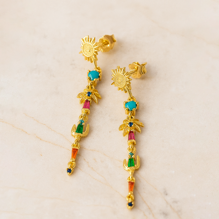 Pendientes Oasis del Desierto Oro
