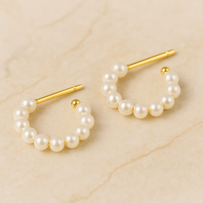 Gold Multi Pearl Hoops