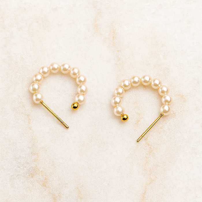 Gold Multi Pearl Hoops
