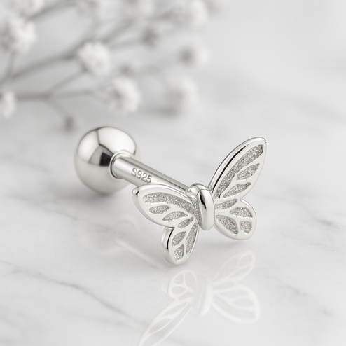 White Gold Butterfly Earring