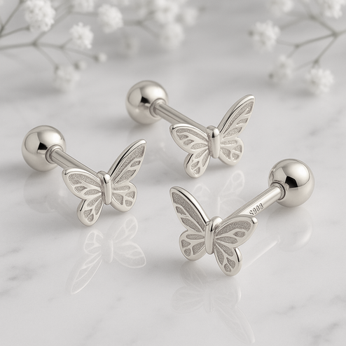 White Gold Butterfly Earring