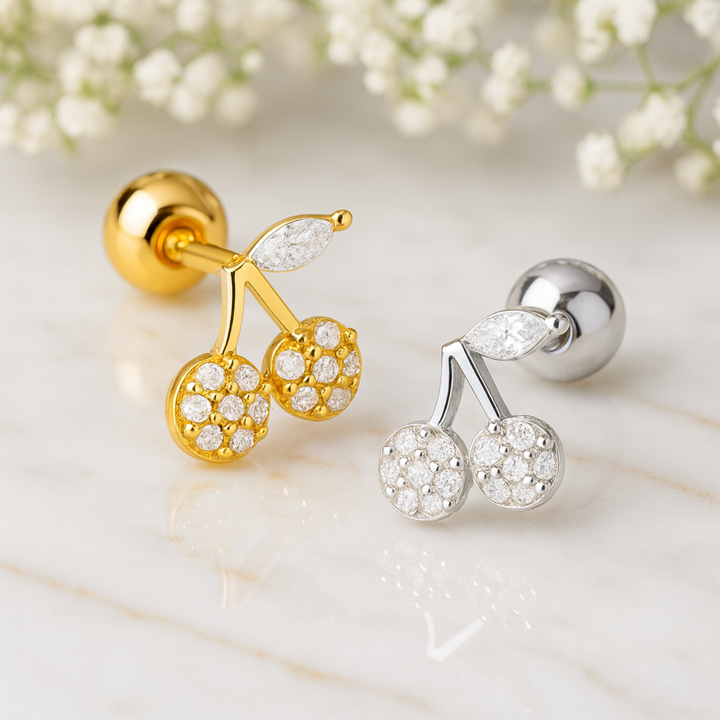 Pendiente Shiny Cherry Oro