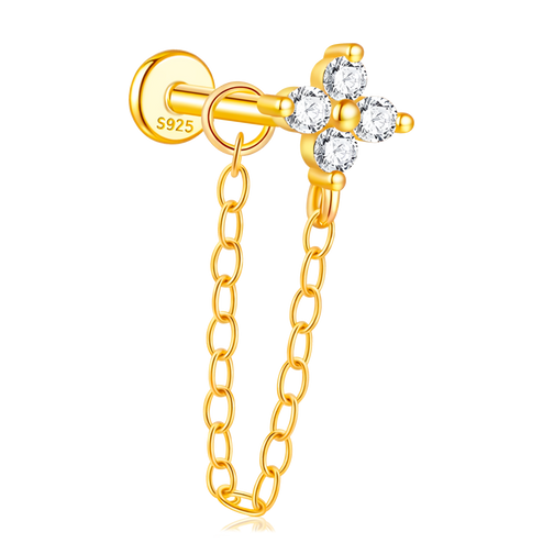 Pendiente Flor Cadena Oro